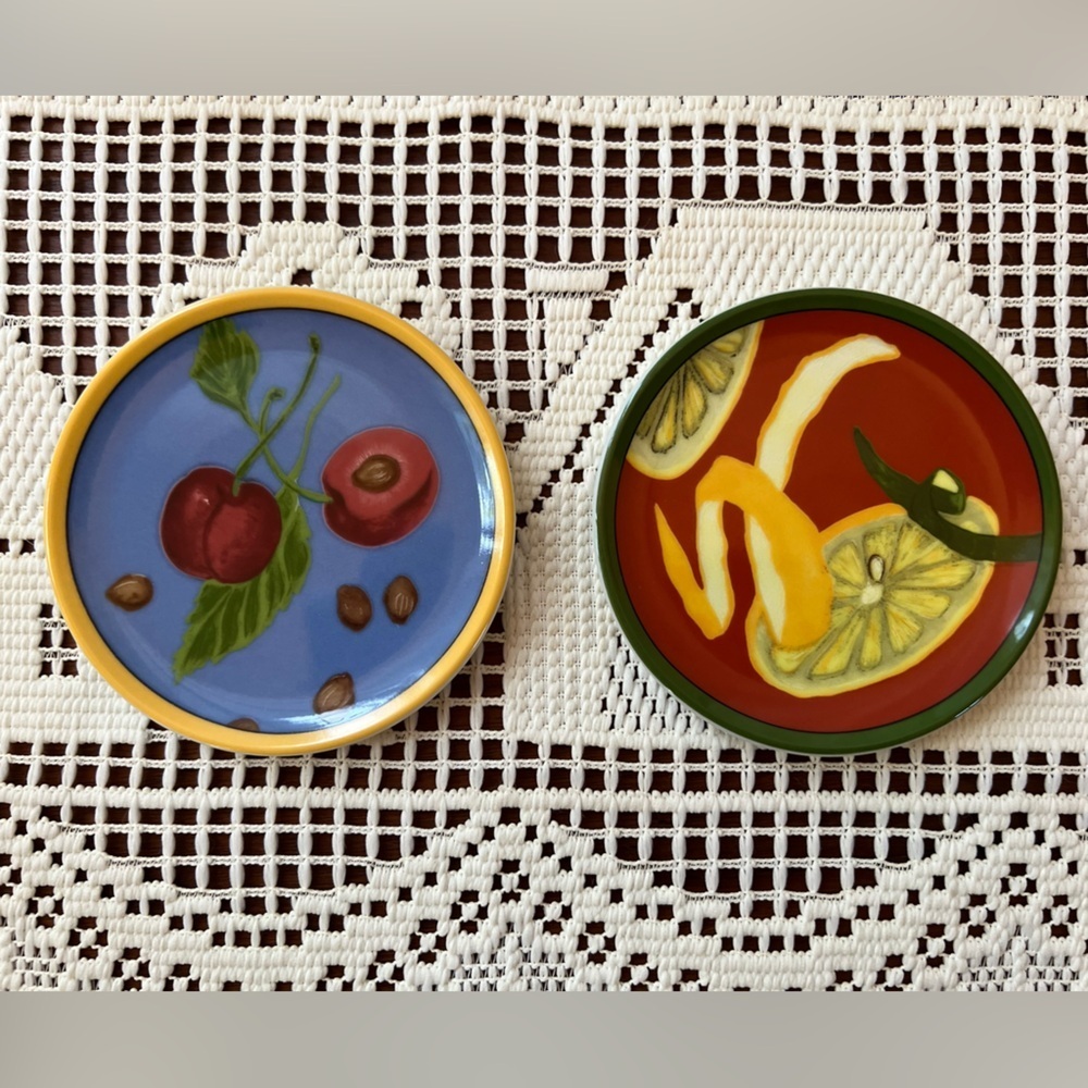 The Monkey & the Peddler by Liz Ross Small‎ Tidbit Plates Cherry & Lemon